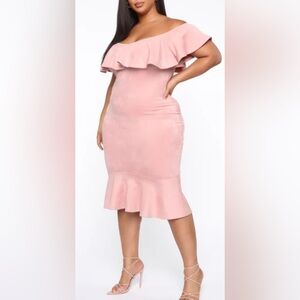 Fashion Nova Pink Off-Shoulder‎ Long Sleeve Dress Size XL